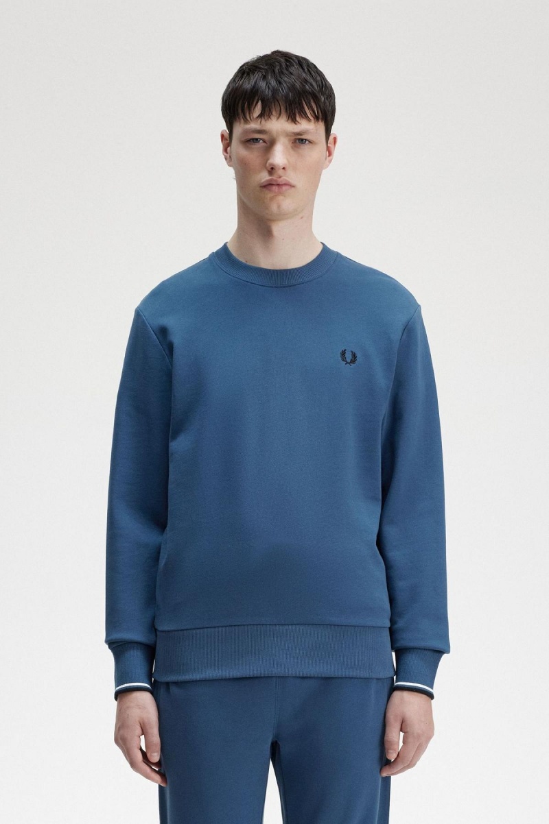 Chandals Fred Perry Crew Neck Sweatshirt Hombre Azules | SMXNY62612