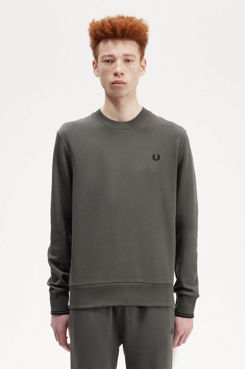 Chandals Fred Perry Crew Neck Sweatshirt Hombre Verdes | MXJBT76855