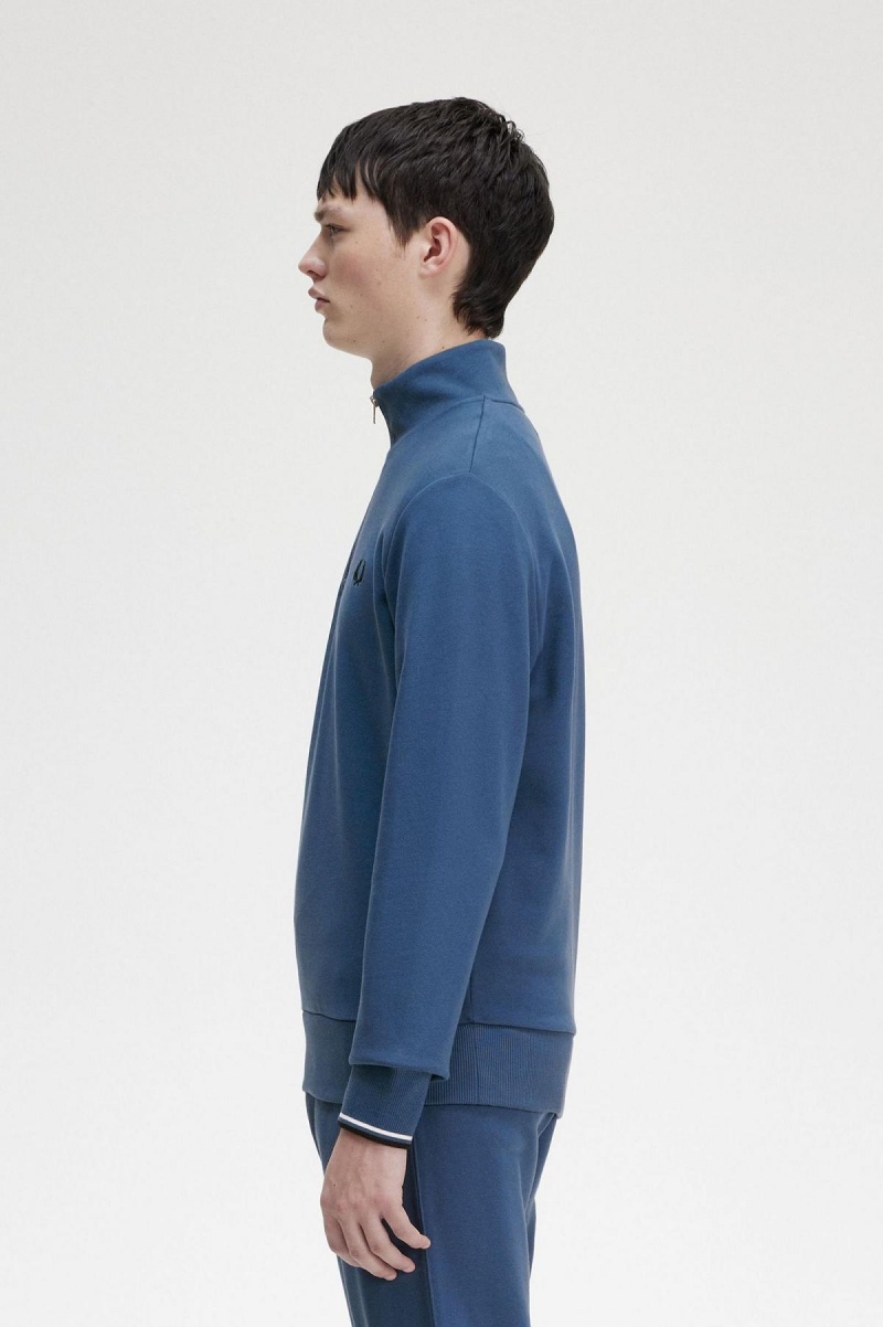 Chandals Fred Perry Half Zip Sweatshirt Hombre Azules | UMXTG68408