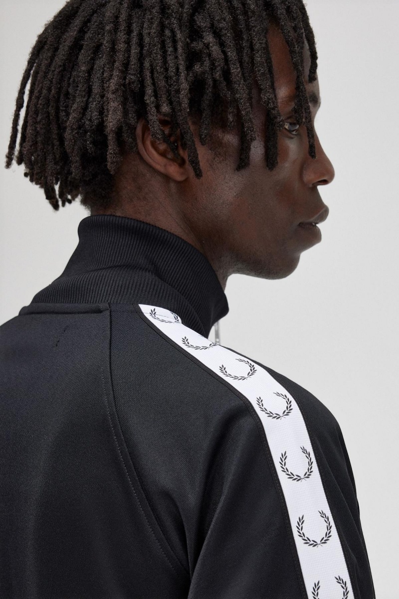 Chandals Fred Perry Taped Pista Jacket Hombre Negros | FMXUI75335