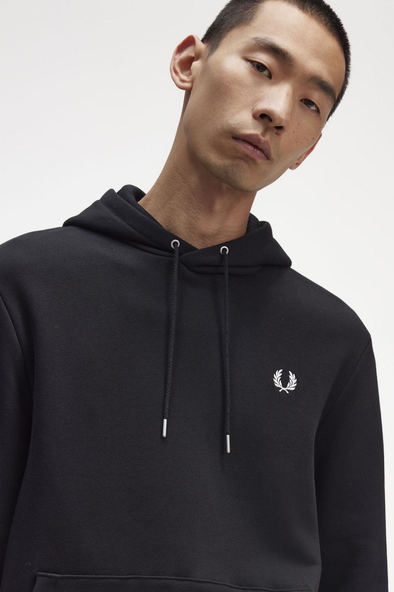 Chandals Fred Perry Tipped Encapuchado Sweatshirt Hombre Negros | GMXUC14580