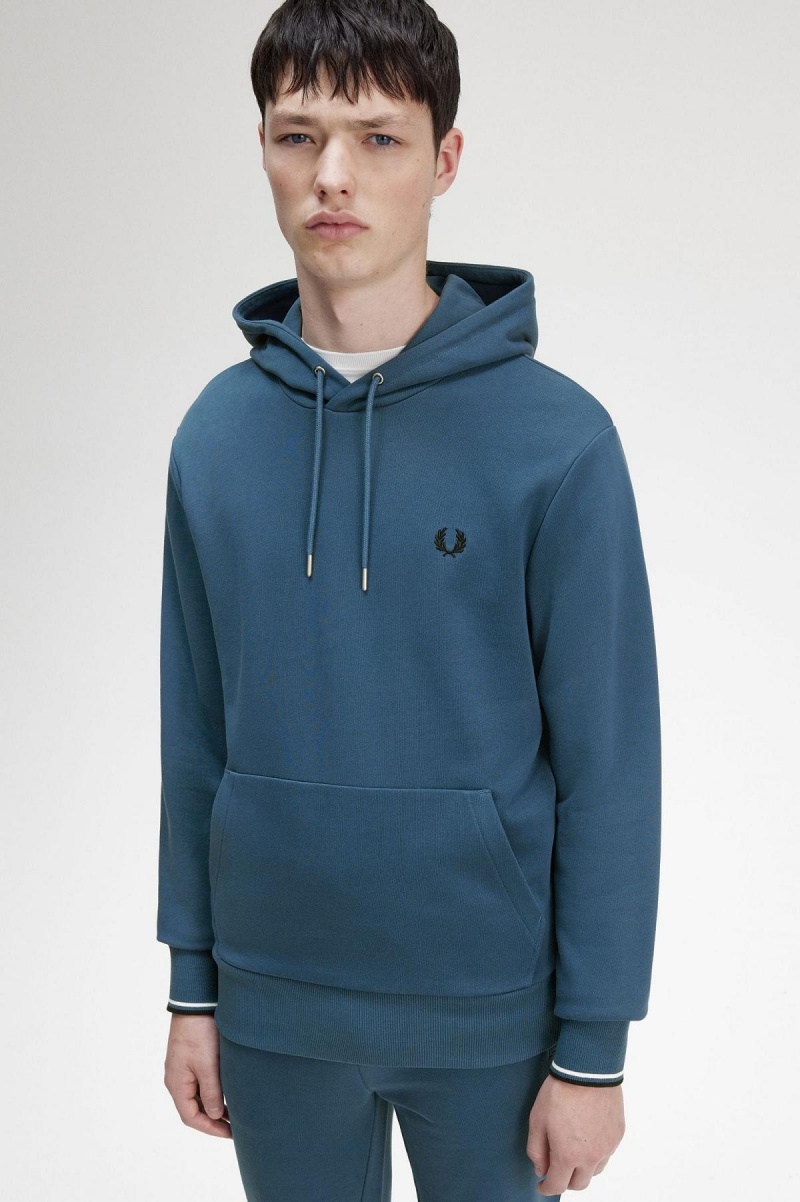 Chandals Fred Perry Tipped Encapuchado Sweatshirt Hombre Azules | MXCVG91654