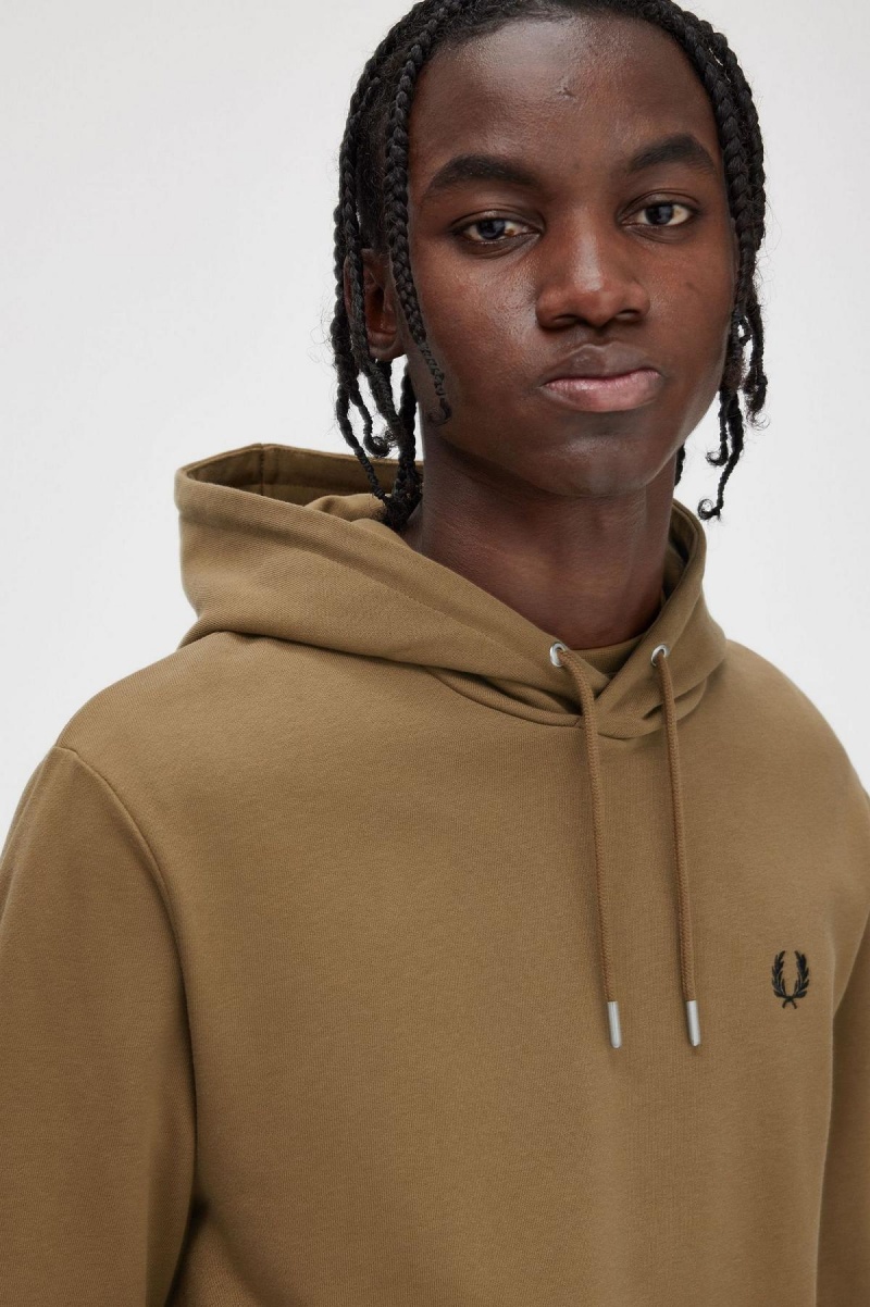 Chandals Fred Perry Tipped Encapuchado Sweatshirt Hombre Shaded Stone / Burnt Tobacco | DMXVO63633