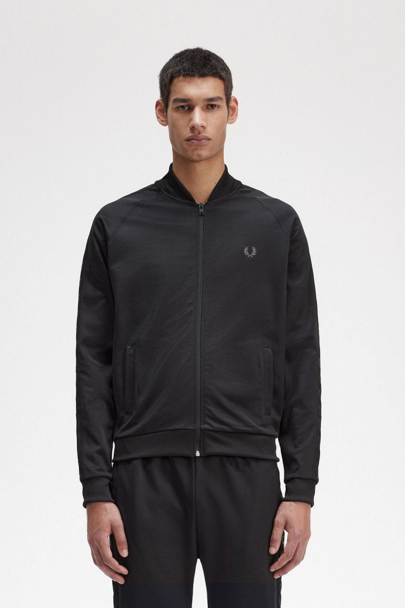 Chandals Fred Perry Tonal Tape Pista Jacket Hombre Negros | MXDFL21687