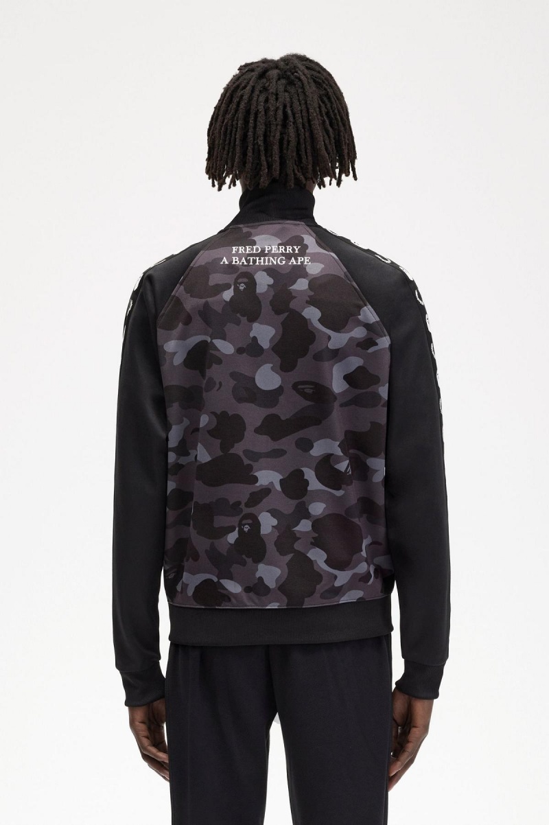 Chaquetas Deportivas Fred Perry Camouflage Panel Hombre Negros | MXDYB16645