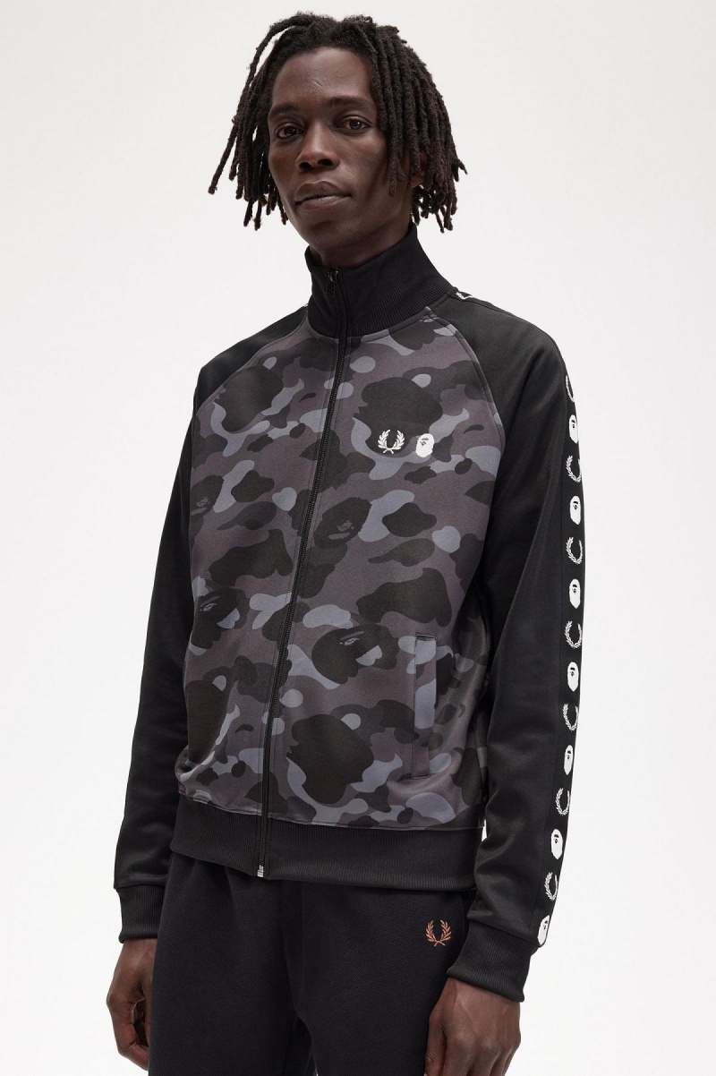 Chaquetas Deportivas Fred Perry Camouflage Panel Hombre Negros | MXDYB16645