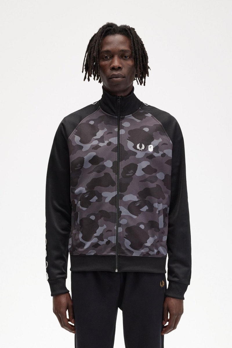 Chaquetas Deportivas Fred Perry Camouflage Panel Hombre Negros | MXDYB16645