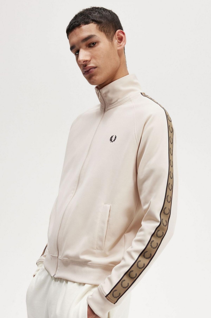 Chaquetas Deportivas Fred Perry Contrast Tape Hombre Oatmeal / Shaded Stone | AMXWC44379