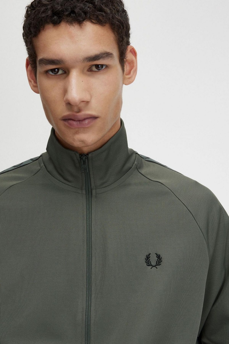 Chaquetas Deportivas Fred Perry Contrast Tape Hombre Verdes Negros | MXEAH32422