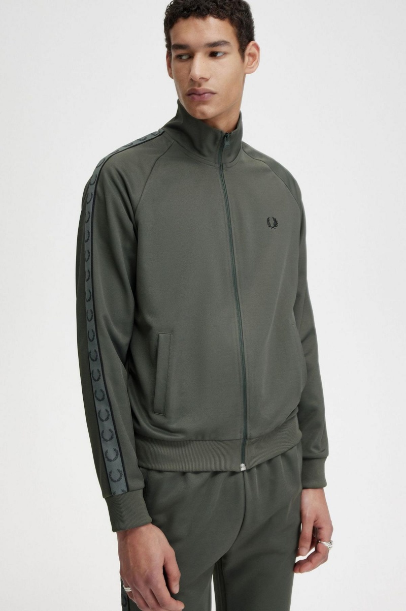 Chaquetas Deportivas Fred Perry Contrast Tape Hombre Verdes Negros | MXEAH32422