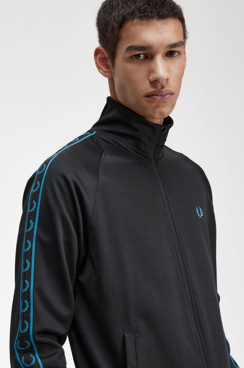 Chaquetas Deportivas Fred Perry Contrast Tape Hombre Negros Azules | EMXHC57619