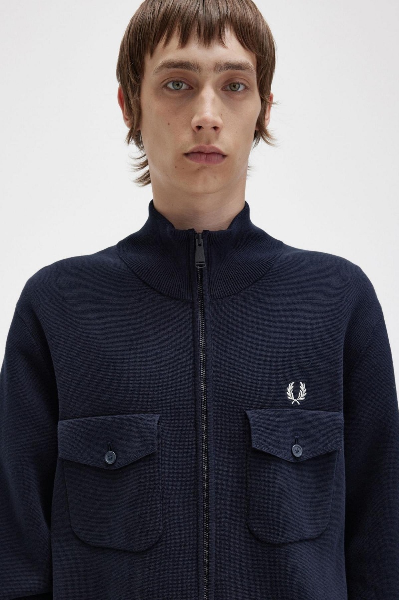 Chaquetas Deportivas Fred Perry De Punto Hombre Azul Marino | MXJZR34487