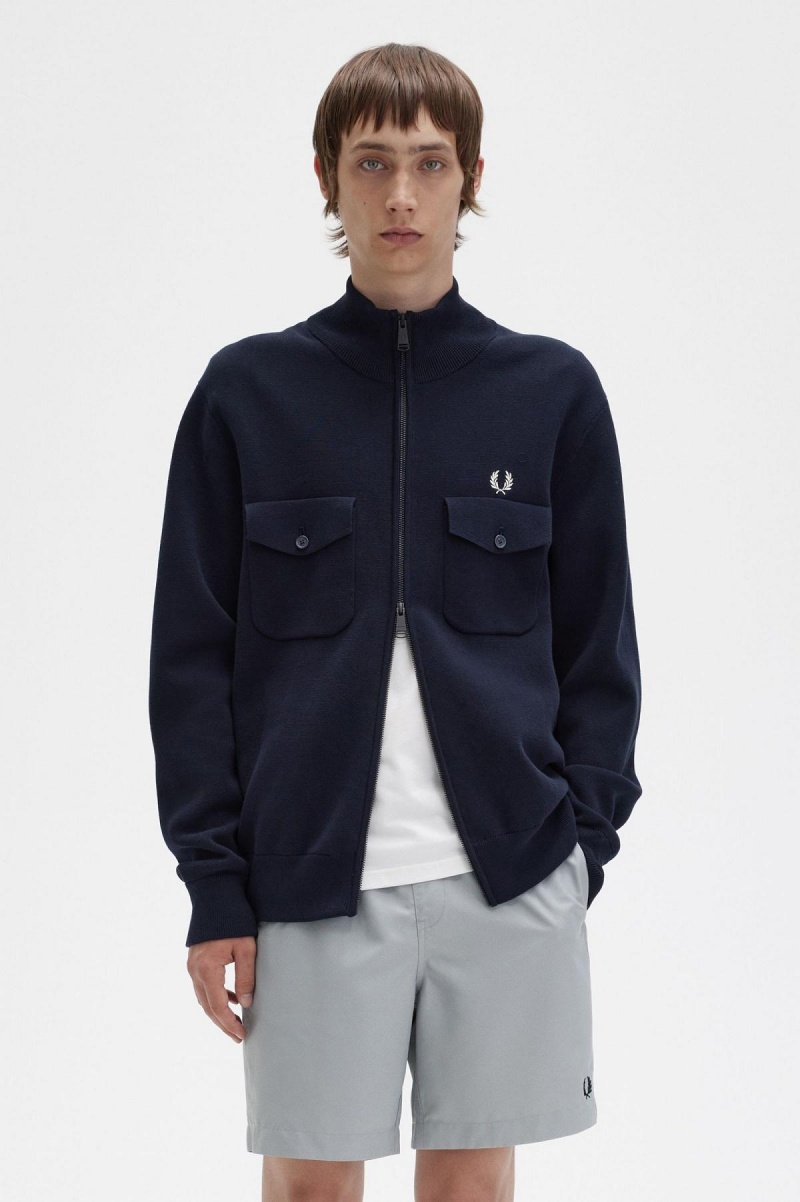 Chaquetas Deportivas Fred Perry De Punto Hombre Azul Marino | MXJZR34487