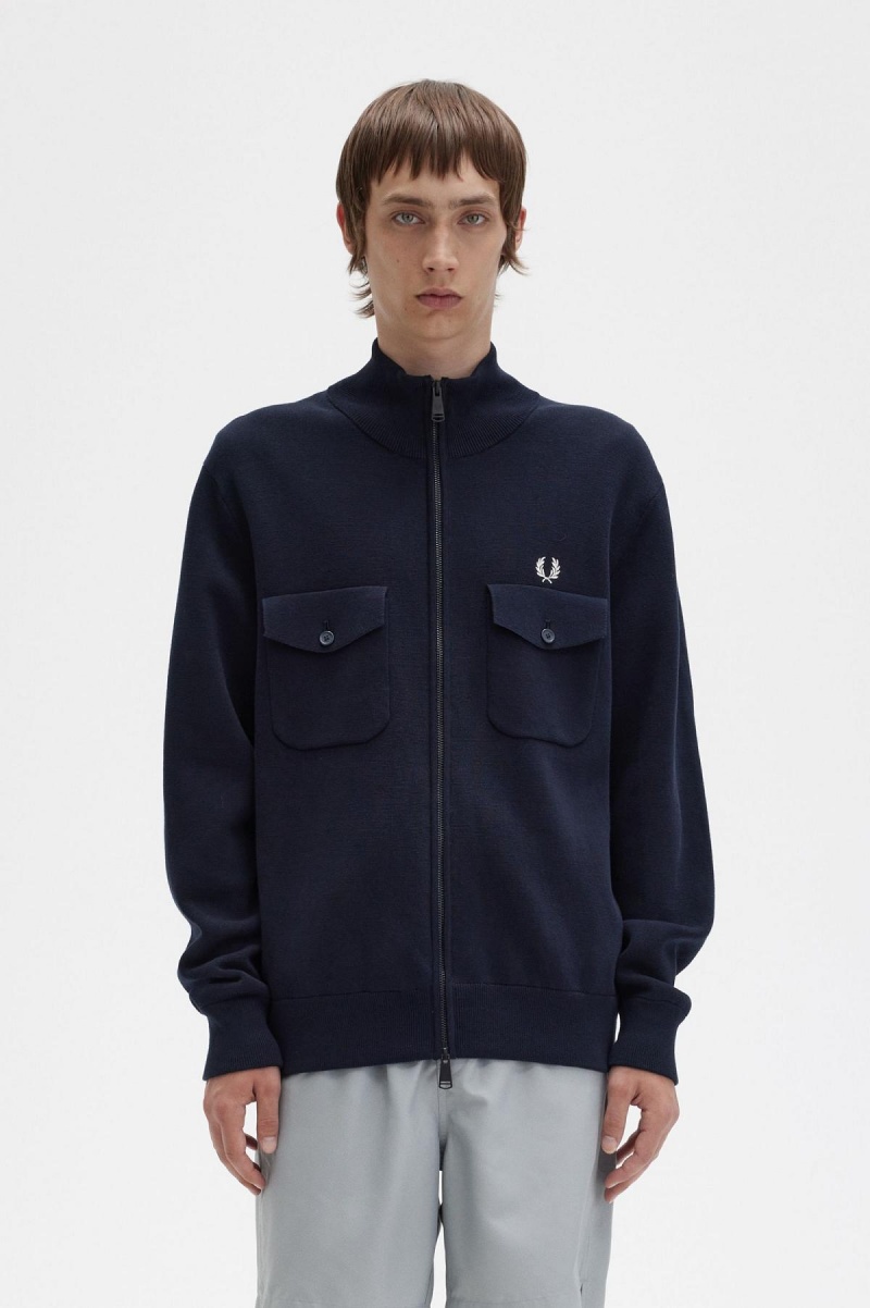 Chaquetas Deportivas Fred Perry De Punto Hombre Azul Marino | MXJZR34487