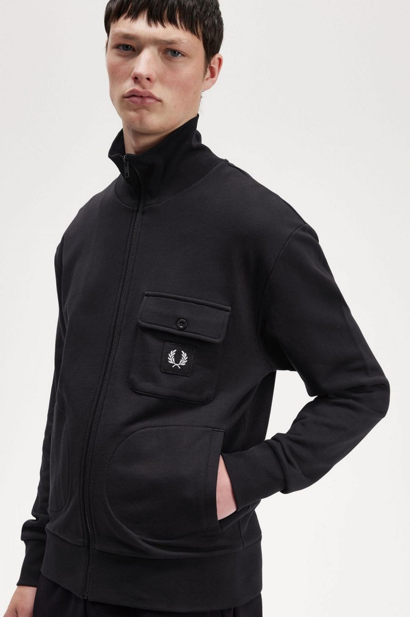 Chaquetas Deportivas Fred Perry Funnel Neck Hombre Negros | MXDYB93216