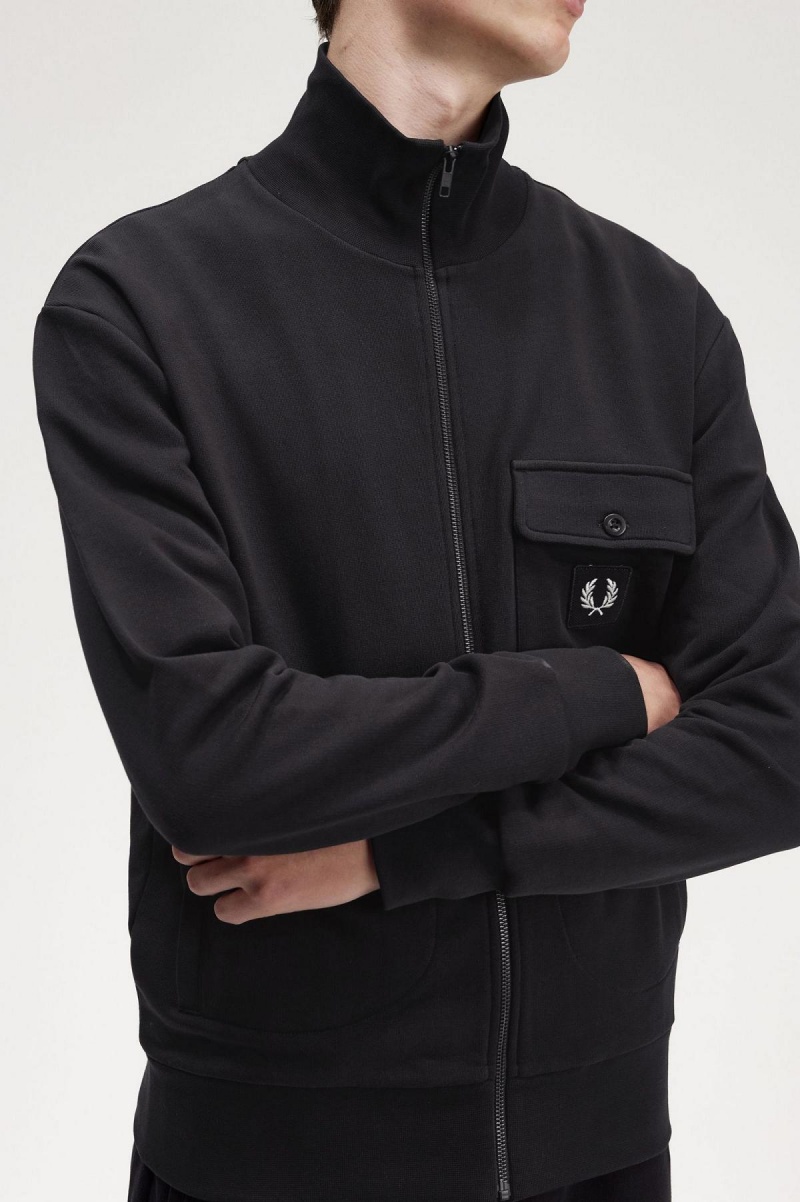 Chaquetas Deportivas Fred Perry Funnel Neck Hombre Negros | MXDYB93216