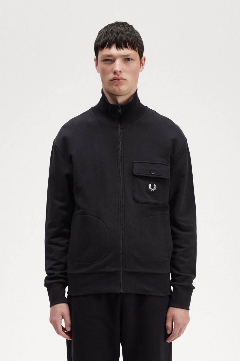 Chaquetas Deportivas Fred Perry Funnel Neck Hombre Negros | MXDYB93216