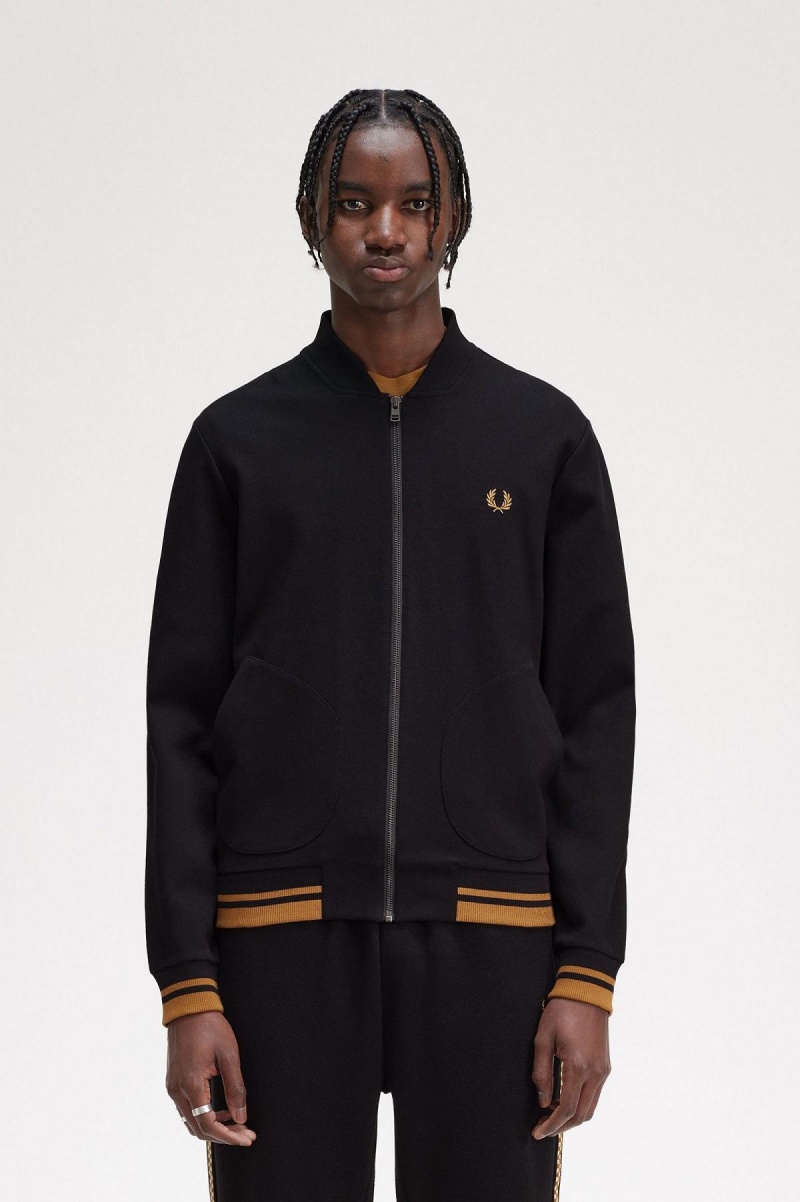 Chaquetas Deportivas Fred Perry Tipped Detail Hombre Negros | TMXWZ99935