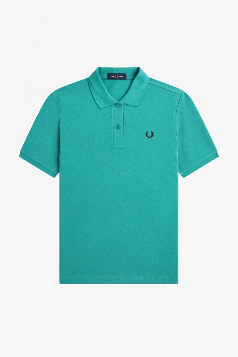 Fred Perry Shirt Fred Perry G6000 Mujer Verde Menta Oscuro Negros | EMXHC18961