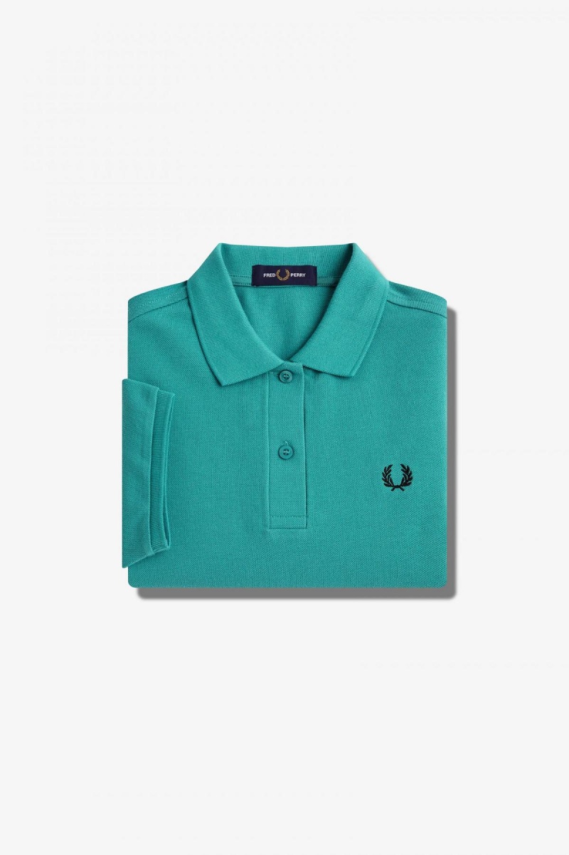 Fred Perry Shirt Fred Perry G6000 Mujer Verde Menta Oscuro Negros | EMXHC18961