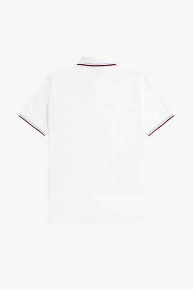 Fred Perry Shirt Fred Perry M12 Hombre Blancos Vino Granate | TMXPQ67509