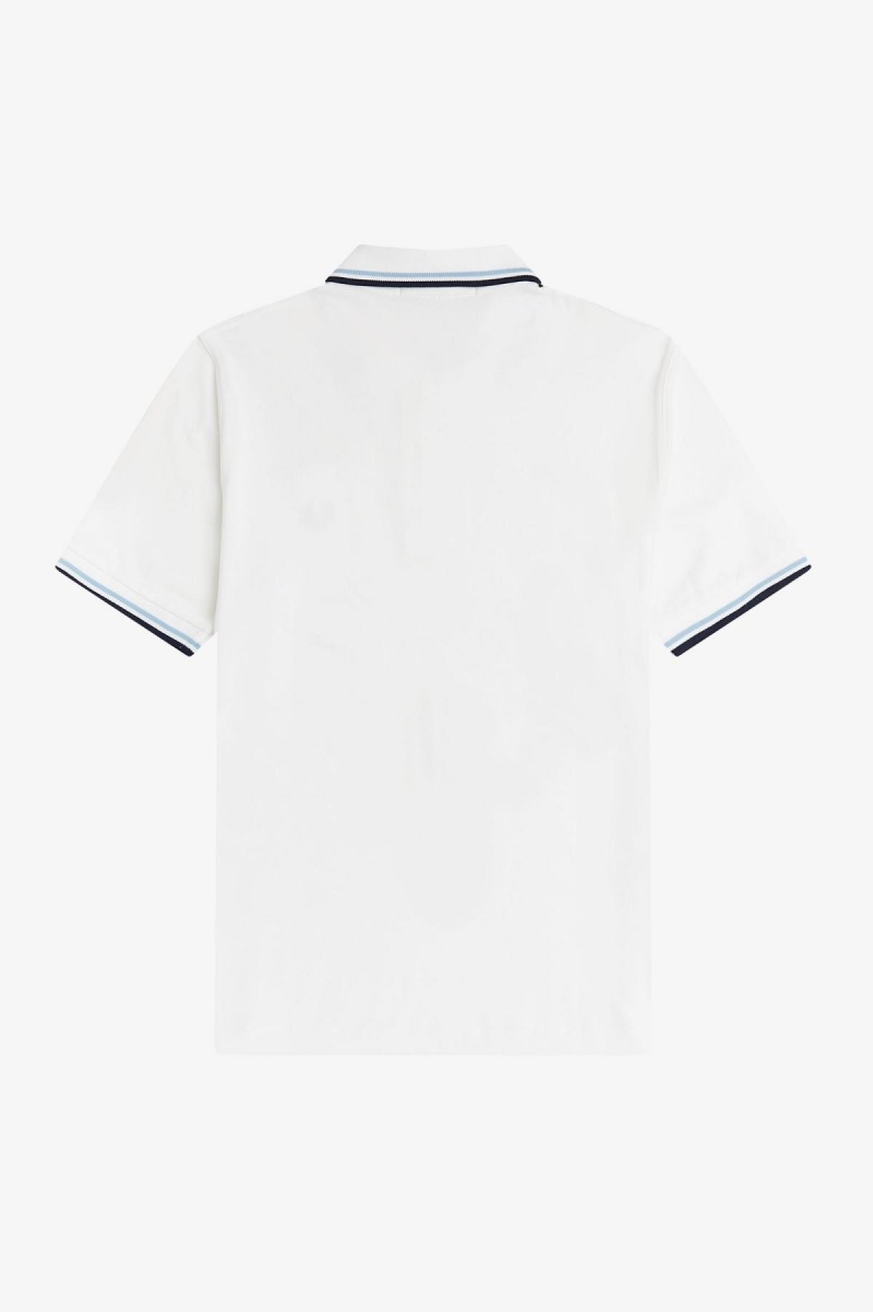 Fred Perry Shirt Fred Perry M12 Hombre Blancos Azul Marino | ZMXNQ93645