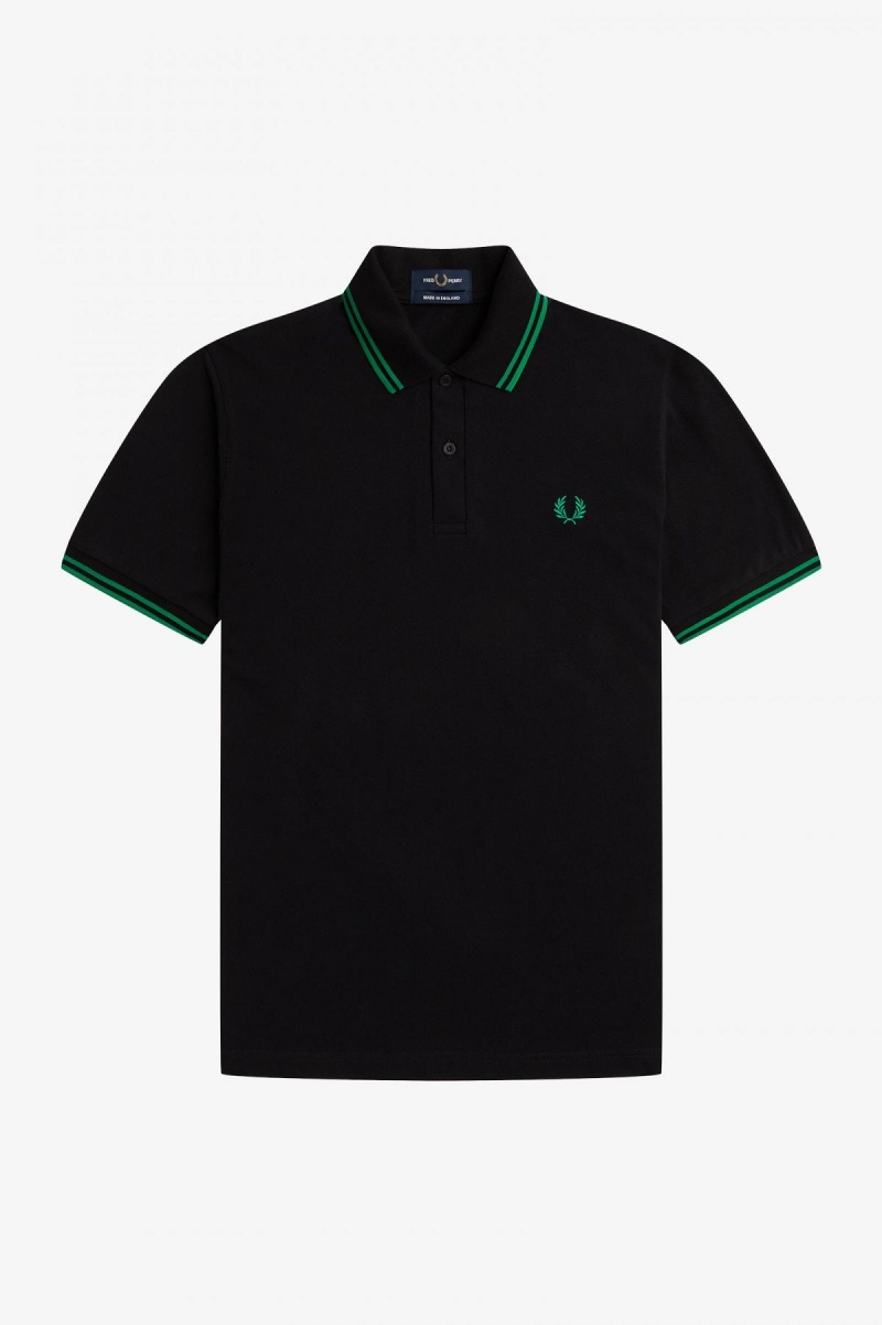 Fred Perry Shirt Fred Perry M12 Hombre Negros Verdes Verdes | ZMXNQ97300