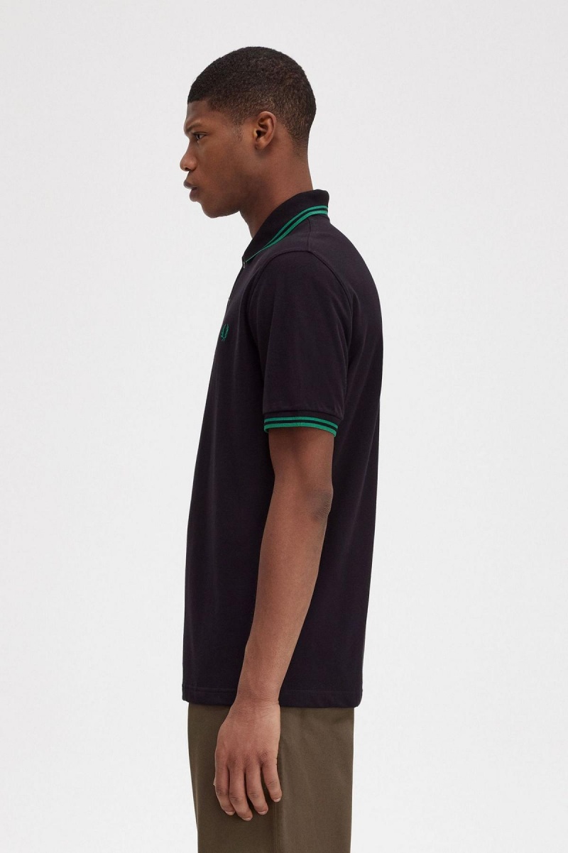 Fred Perry Shirt Fred Perry M12 Hombre Negros Verdes Verdes | ZMXNQ97300