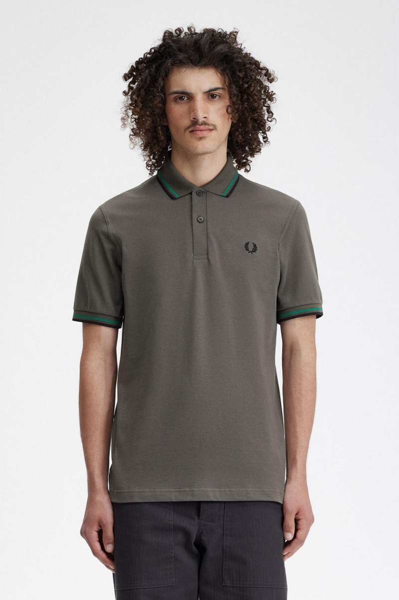 Fred Perry Shirt Fred Perry M12 Hombre Verdes Verdes Negros | EMXHC40088