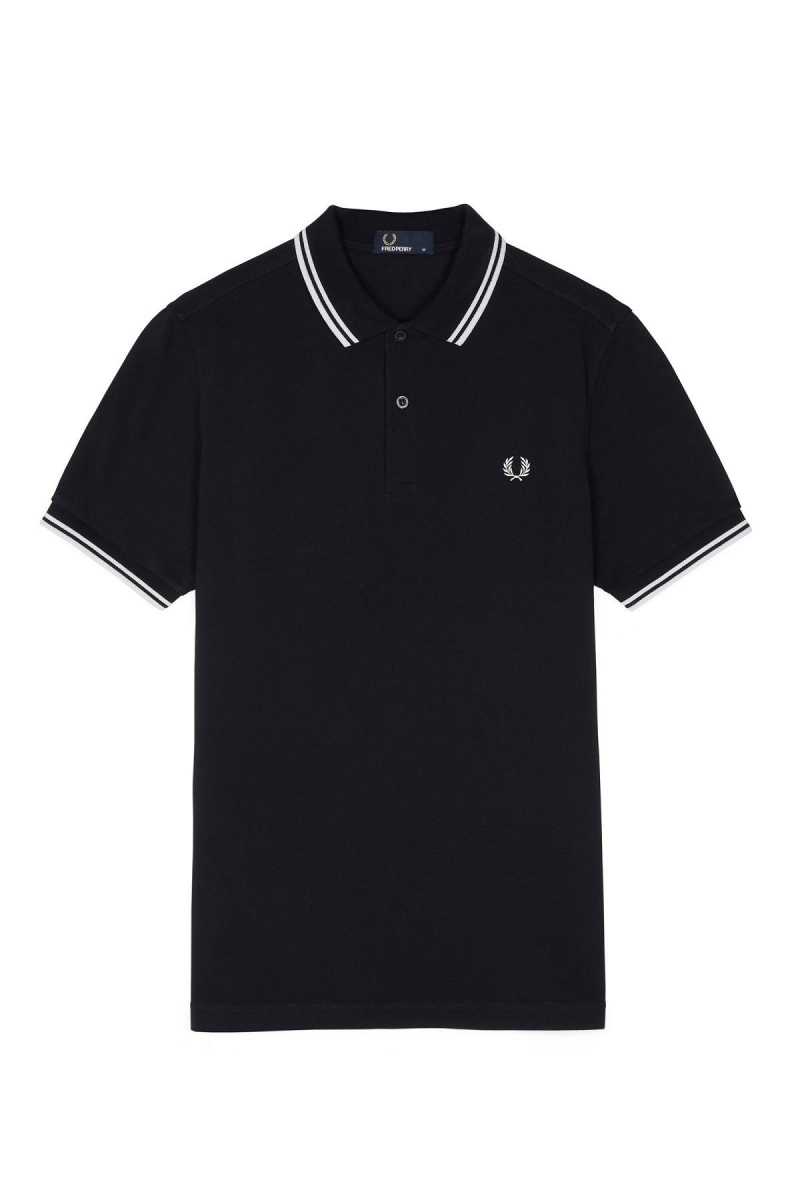 Fred Perry Shirt Fred Perry M3600 Hombre Azul Marino Blancos Blancos | MXZPD72296