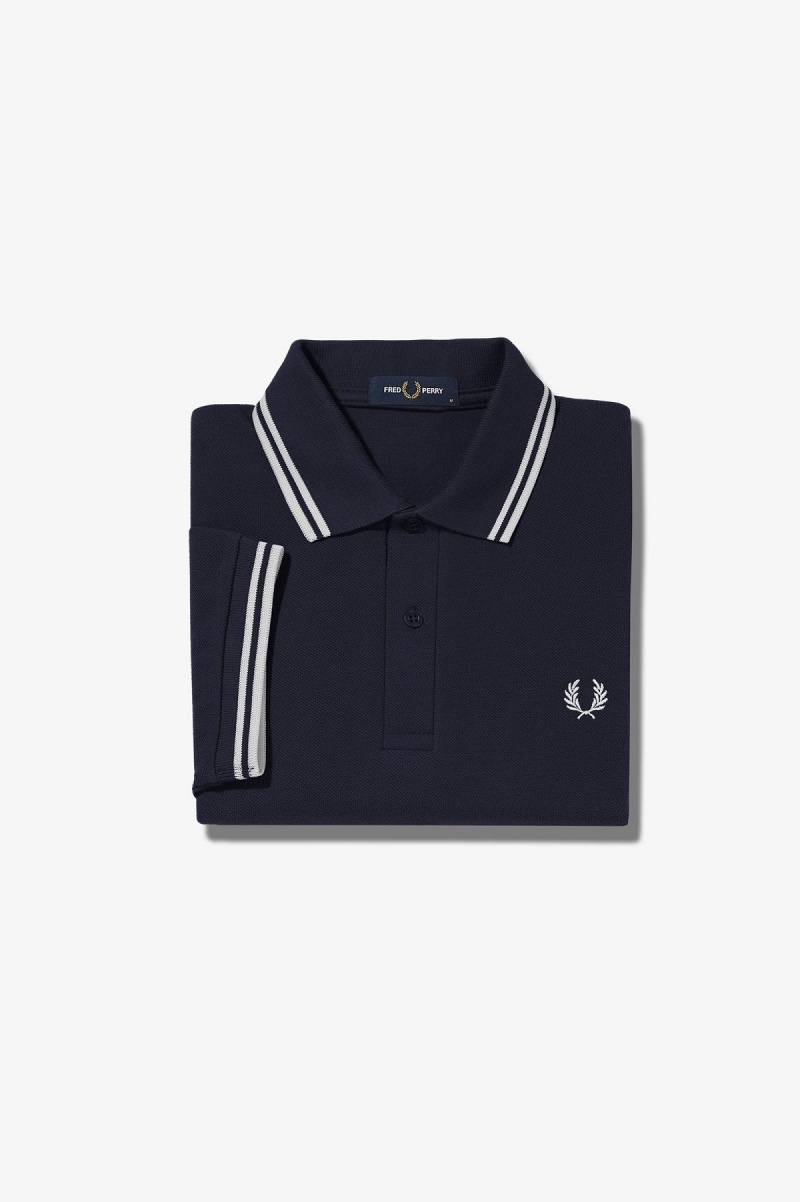 Fred Perry Shirt Fred Perry M3600 Hombre Azul Marino Blancos Blancos | MXZPD72296