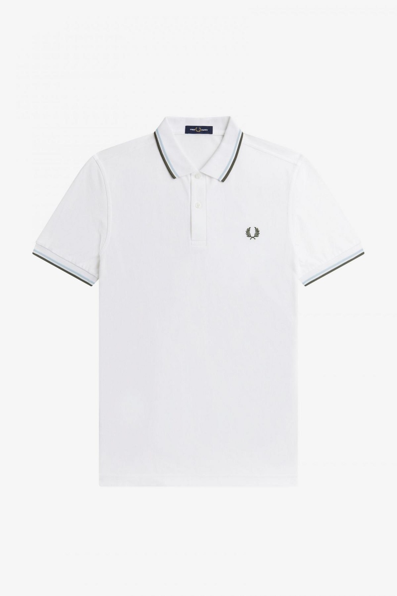 Fred Perry Shirt Fred Perry M3600 Hombre Blancos Azules Verdes | QMXUV31056