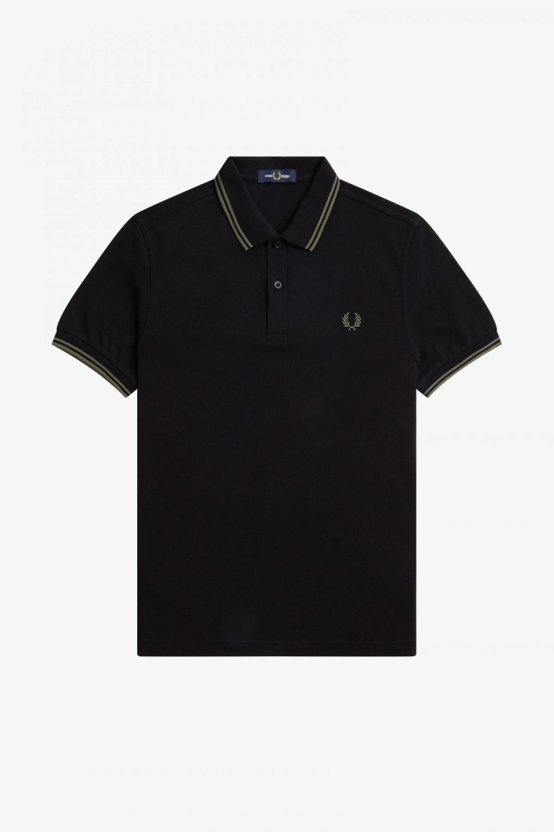 Fred Perry Shirt Fred Perry M3600 Hombre Negros Verdes Verdes | BMXSO57151