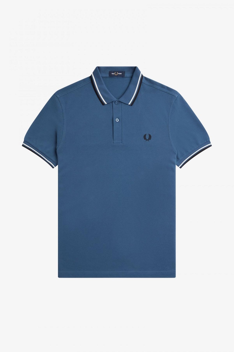 Fred Perry Shirt Fred Perry M3600 Hombre Azules Blancos Negros | QMXUV21284