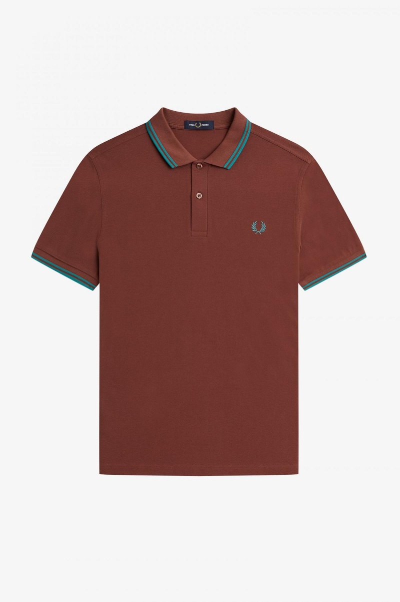 Fred Perry Shirt Fred Perry M3600 Hombre Marrom Verde Menta Oscuro Verde Menta Oscuro | EMXHC27480