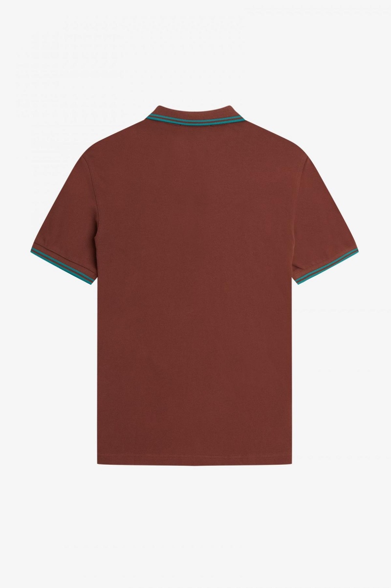 Fred Perry Shirt Fred Perry M3600 Hombre Marrom Verde Menta Oscuro Verde Menta Oscuro | EMXHC27480