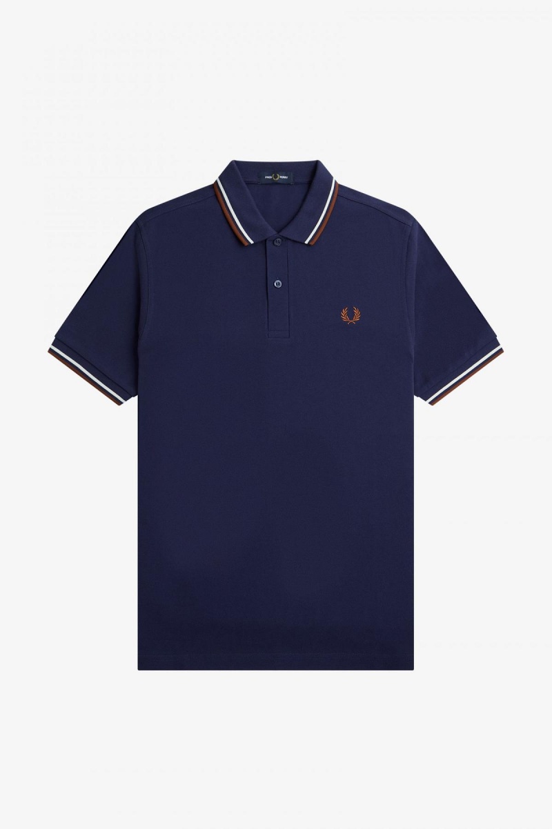 Fred Perry Shirt Fred Perry M3600 Hombre Azul Marino Marrom | GMXUC41724