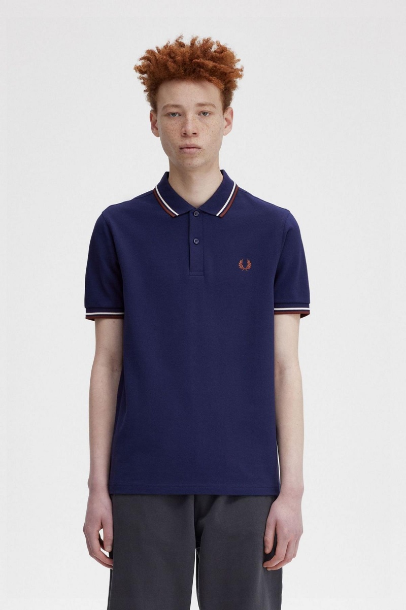 Fred Perry Shirt Fred Perry M3600 Hombre Azul Marino Marrom | GMXUC41724