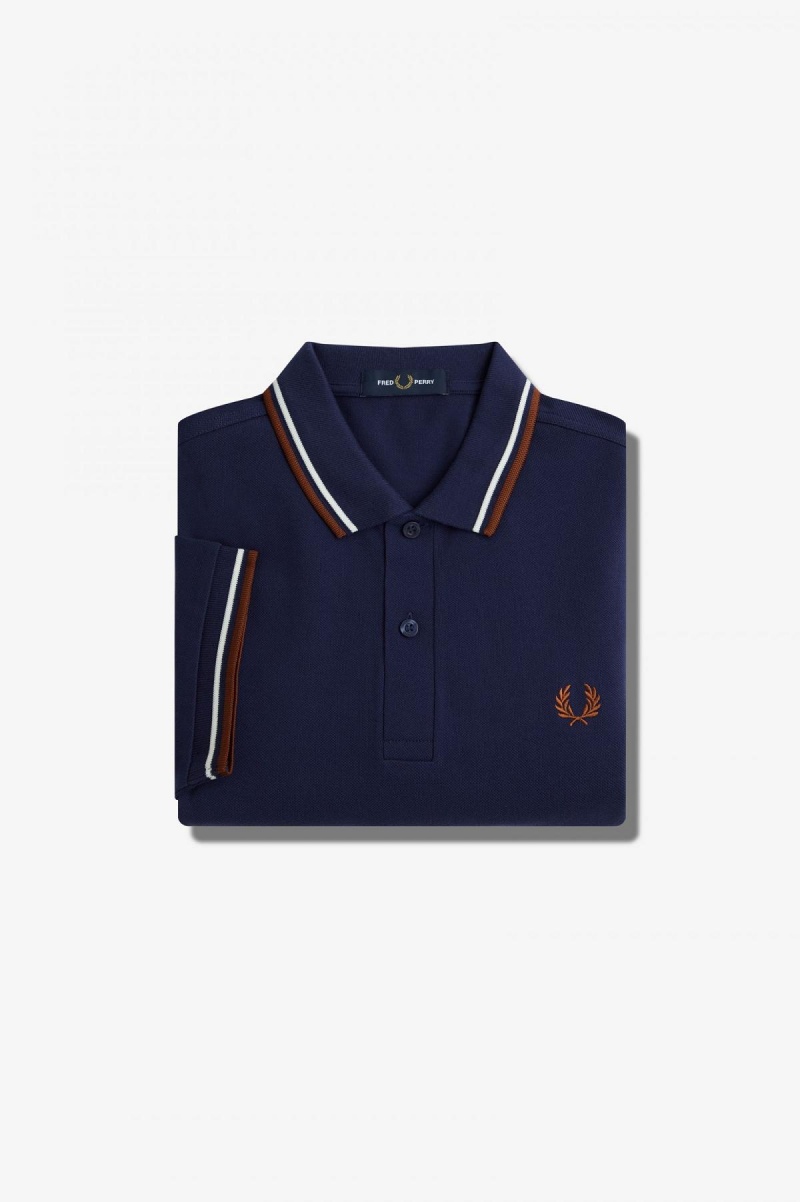 Fred Perry Shirt Fred Perry M3600 Hombre Azul Marino Marrom | GMXUC41724