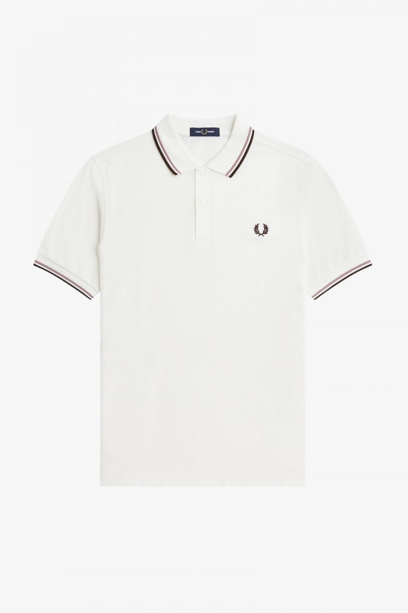 Fred Perry Shirt Fred Perry M3600 Hombre Blancos Rosas Oscuro | MXJVR40948