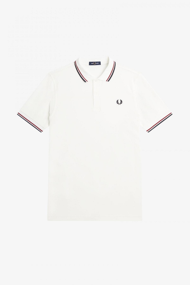 Fred Perry Shirt Fred Perry M3600 Hombre Blancos Rojos Azul Marino | AMXDF55175