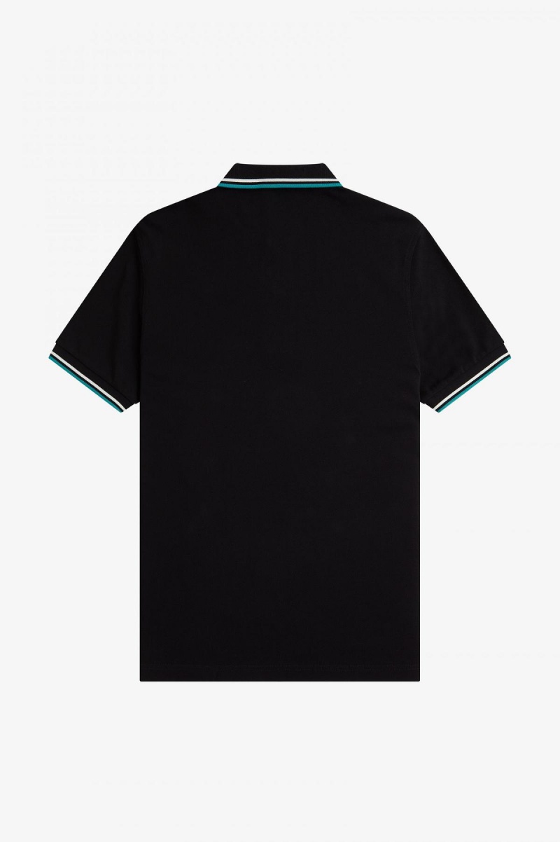 Fred Perry Shirt Fred Perry M3600 Hombre Negros Verde Menta Oscuro | ZMXNQ16042