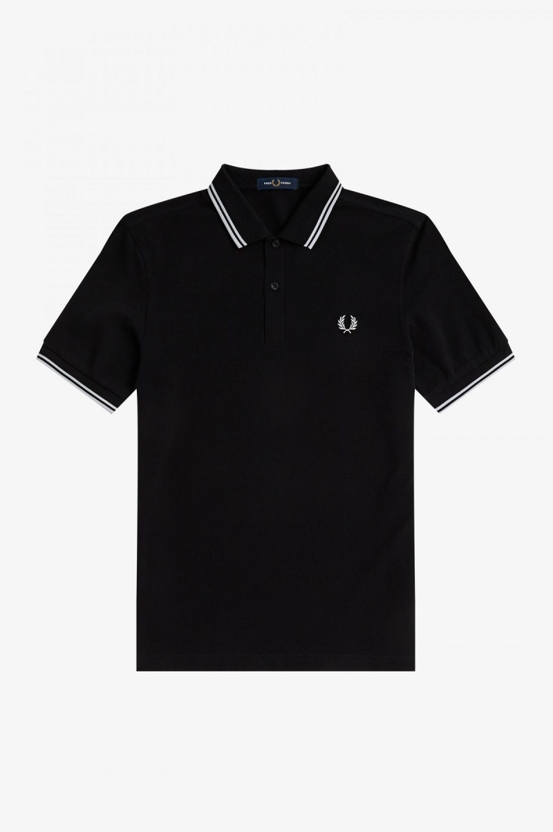 Fred Perry Shirt Fred Perry M3600 Hombre Negros Blancos Blancos | XMXBH58750