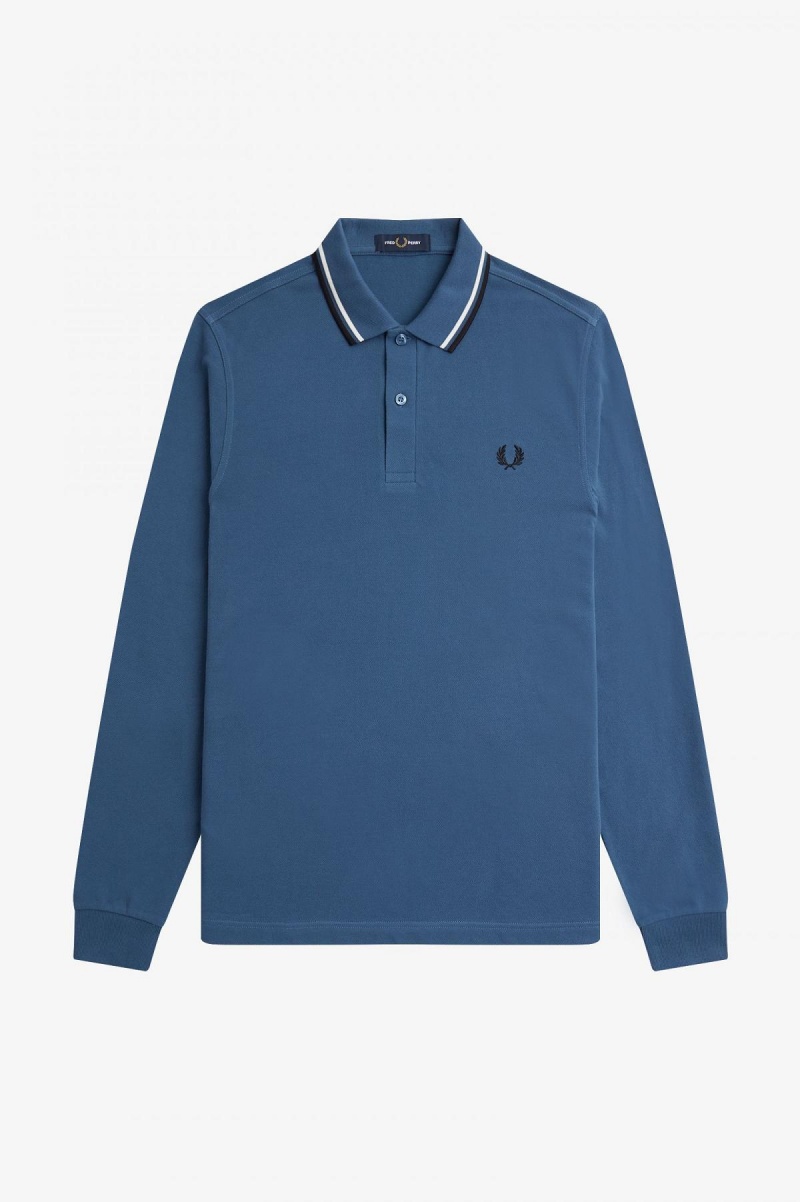 Fred Perry Shirt Fred Perry M3636 Hombre Azules Blancos Negros | ZMXNQ97052