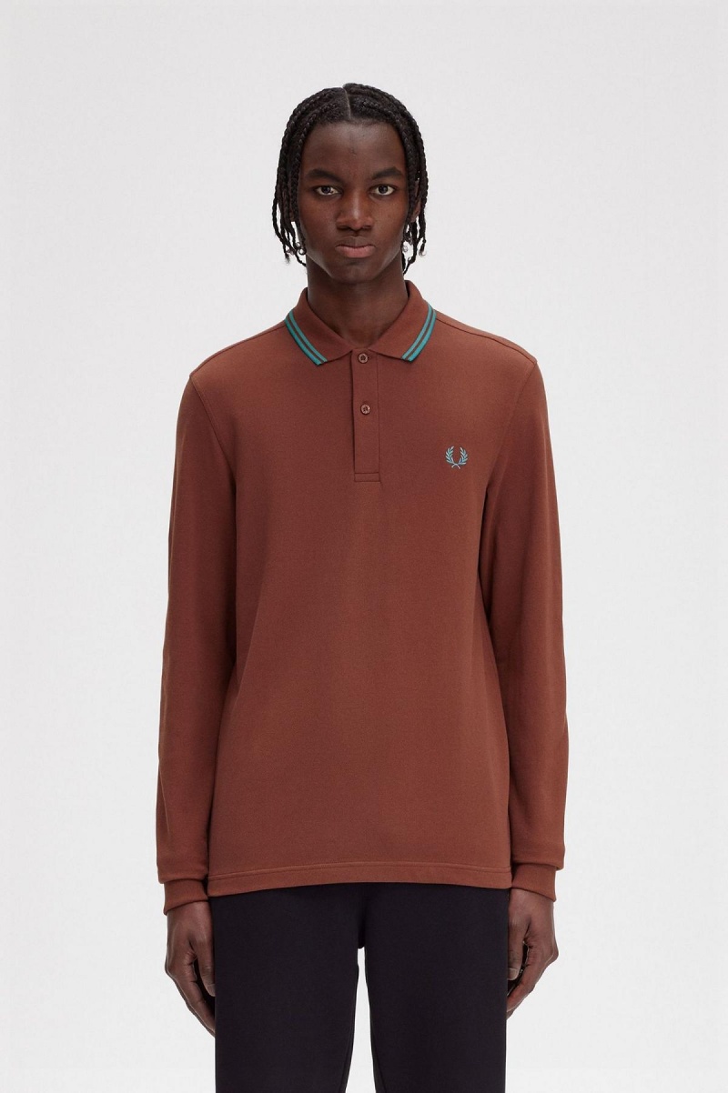 Fred Perry Shirt Fred Perry M3636 Hombre Marrom Verde Menta Oscuro Verde Menta Oscuro | MXCVG31074