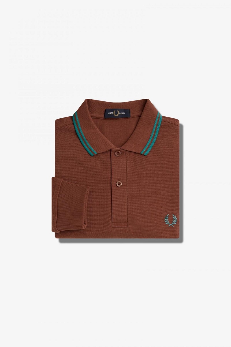 Fred Perry Shirt Fred Perry M3636 Hombre Marrom Verde Menta Oscuro Verde Menta Oscuro | MXCVG31074