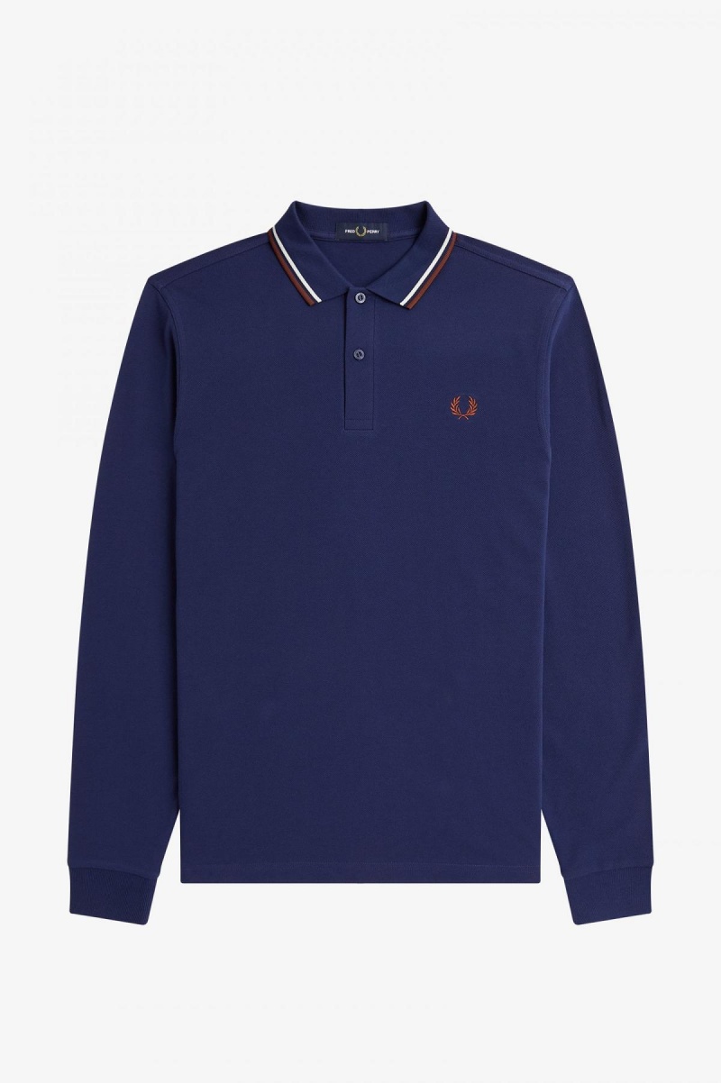 Fred Perry Shirt Fred Perry M3636 Hombre Azul Marino Marrom | ZMXNQ85602