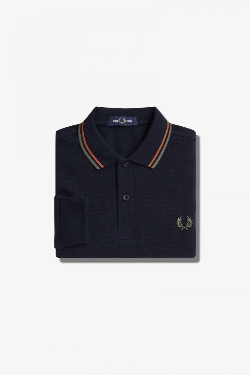 Fred Perry Shirt Fred Perry M3636 Hombre Azul Marino Verdes | MXICD96844