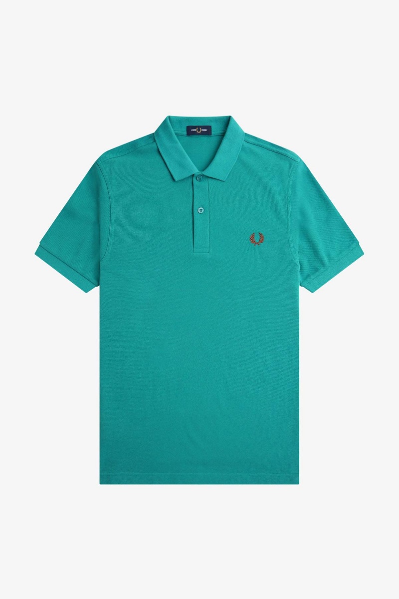 Fred Perry Shirt Fred Perry M6000 Hombre Verde Menta Oscuro Marrom | TMXPQ81747