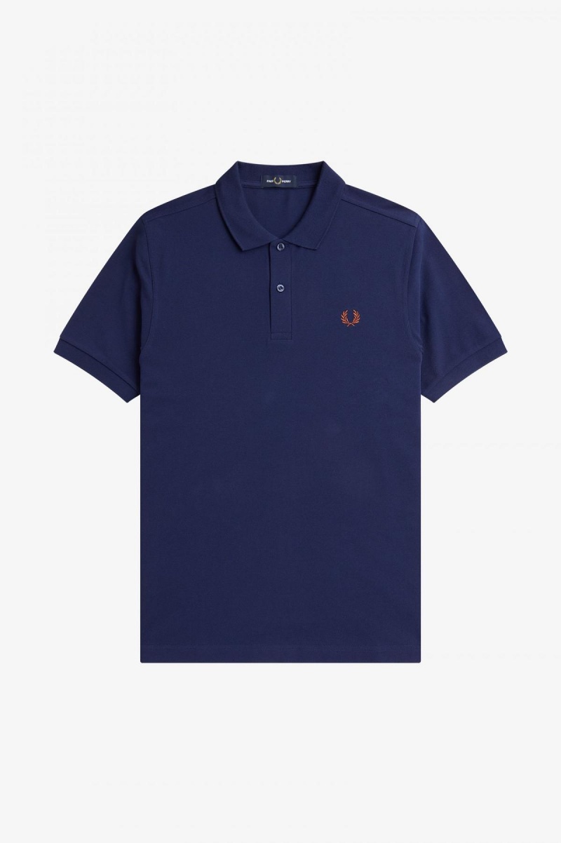 Fred Perry Shirt Fred Perry M6000 Hombre Azul Marino Marrom | UMXND94491